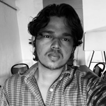 A man in black and white frame